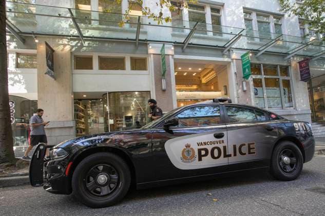 Canada, police outside the Consulate General of India office in Vancouver