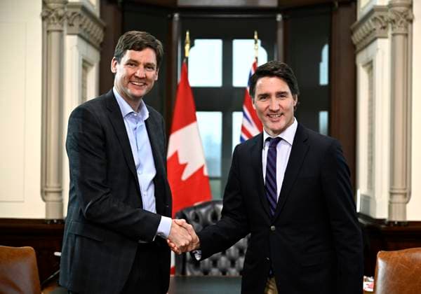 Canada, Prime Minister Justin Trudeau meets British Columbia Premier David Eby in Ottawa