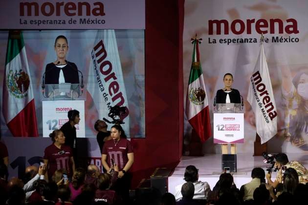 Mexico, Claudia Sheinbaum Pardo at the 12th anniversary of the founding of her party in Mexico City.