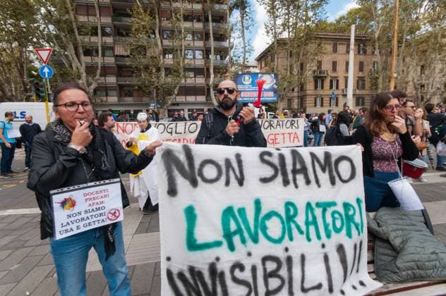 Italy, Protest of the Temporary Teachers of the College of Art and Music in Rome