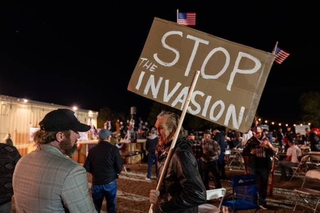 USA, Trump supporters along the border with Mexico in Arizona and Texas