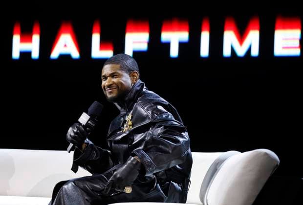 Usher at the Super Bowl LVIII Pregame and Apple Music Press Conference