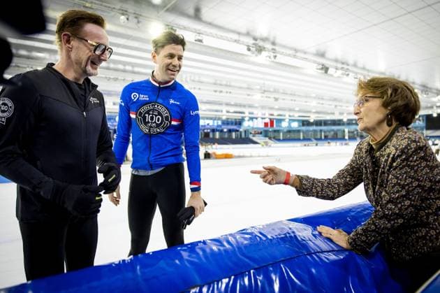 Dutch Royals train in the Thialf Arena for the Hollandse 100 in Heerenveen