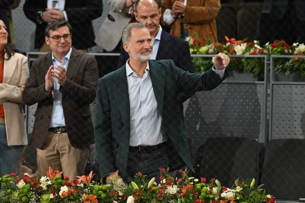King Felipe of Spain visits tennis tournament in Madrid