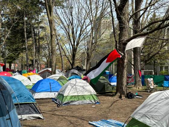 Canada, Pro-Palestinian protest in front of Tabaret Hall at the University of Ottawa