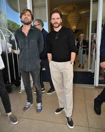 Cannes International Film Festival, Daniel Brühl and Ruben Östlund in front of hotel