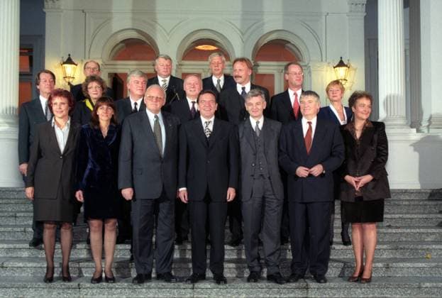 Schröder cabinet begins work in the new Bundestag in Berlin, 20th anniversary on 23 August