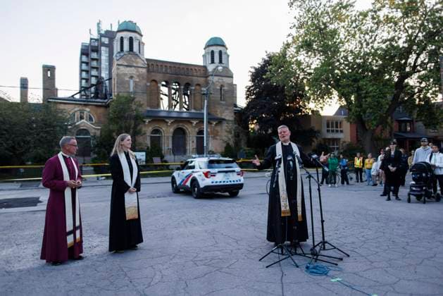 Canada, evening vigil after the fire at St Annes Church in Toronto