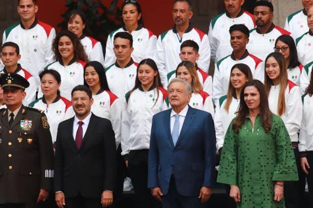Mexico, Andres Manuel Lopez Obrador takes part in the flag ceremony of the Mexican Olympic team