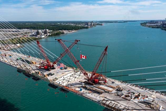 Donald Trump threatens to block the opening of the Gordie Howe Bridge between the US and Canada, archive images