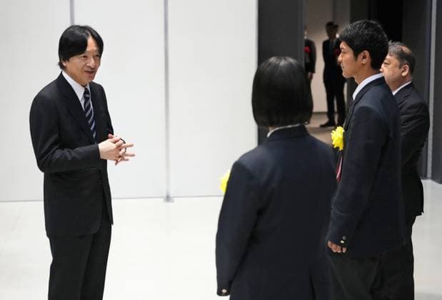 Crown Prince Fumihito at an award ceremony in Tokyo