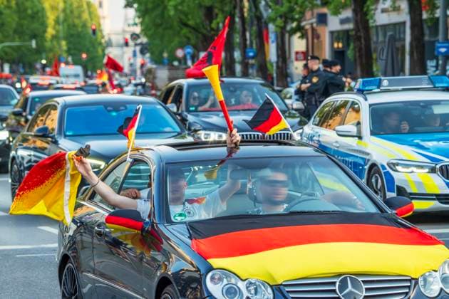 EURO 2024, fans celebrate the German national teams victory in Munich