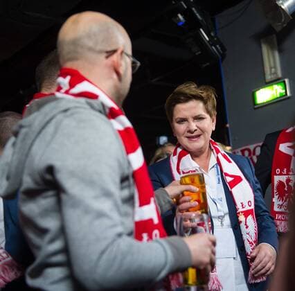 Poland: Beata Szydlo attends football match