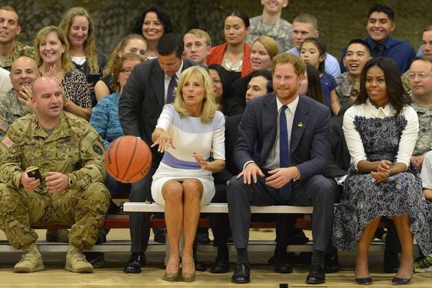 Michelle Obama and Prince Harry attend war veterans' basketball game in Virginia, USA