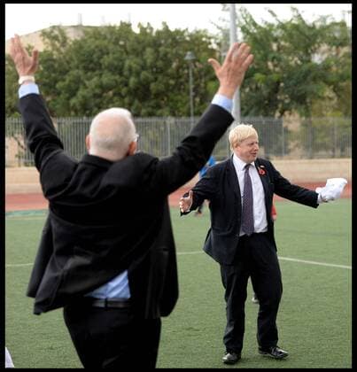 Reuven Rivlin and Boris Johnson play football in Jerusalem
