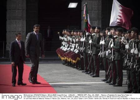 Nieto receives Hamad Al Thani in Mexico City