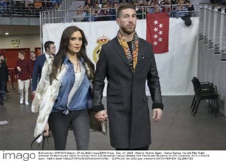 Sergio Ramos and Pilar Rubio attend basketball game in Madrid