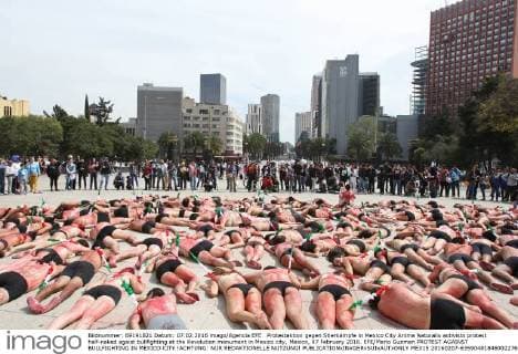 Protest action against bullfights in Mexico City