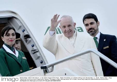 Pope Francis before his departure for Mexico