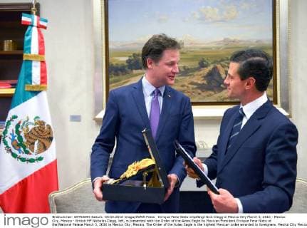 Enrique Pena Nieto receives Nick Clegg in Mexico City