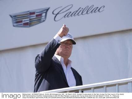 Donald Trump campaigning at a Doral golf tournament in Florida