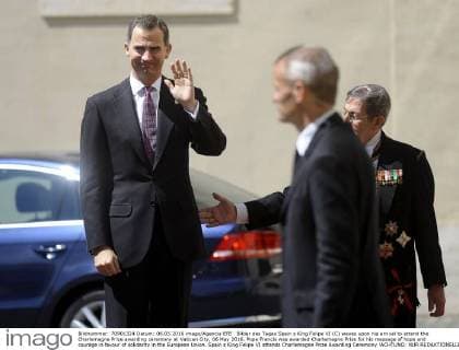 King Felipe at the award ceremony of the Charlemagne Prize in the Vatican