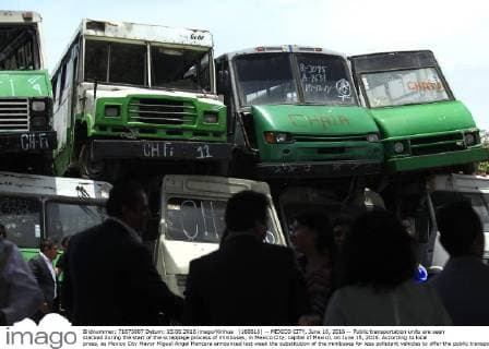 Mexico: discarded minibuses in Mexico City