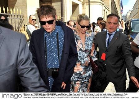 Kate Moss and Nikolai von Bismarck after the Louis Vuitton fashion show in Paris