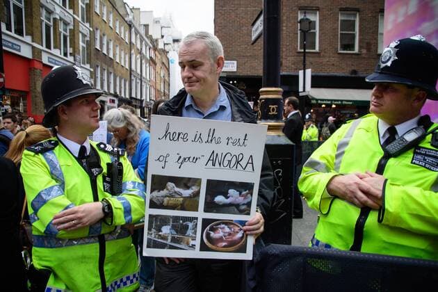 London Fashion Week - protests by animal rights activists
