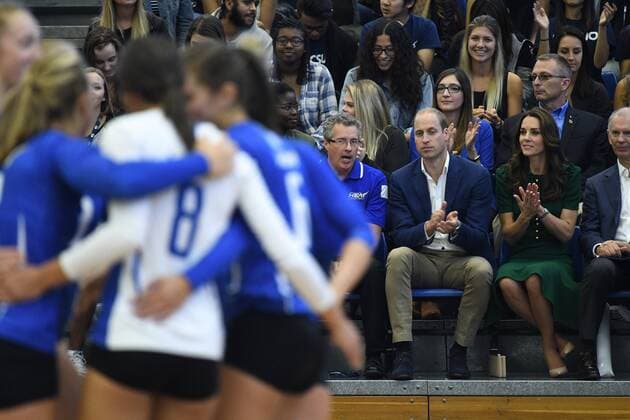 Royal Tour of British Columbia - Prince William and Kate Watch Volleyball Demonstration at University of British Columbia Okanagan