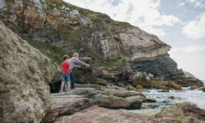 Grandfather fished with grandson - Model Released