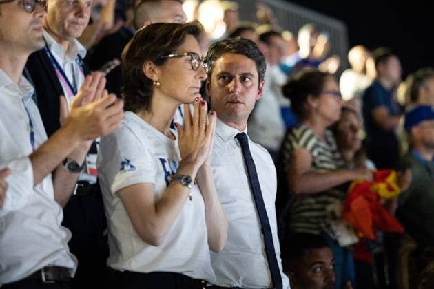 Paris 2024, Gabriel Attal attends 3x3 mens basketball final