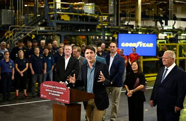 Canada, Prime Minister Trudeau visits Goodyear factory in Napanee