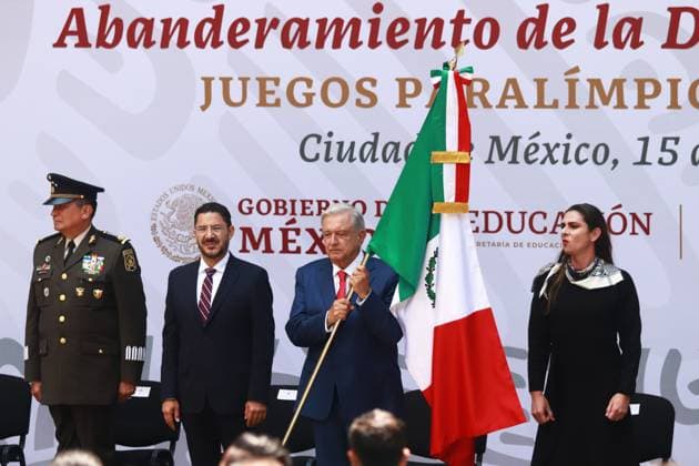 Mexico, flag ceremony for Paralympic athletes with Andres Manuel Lopez Obrador in Mexico City