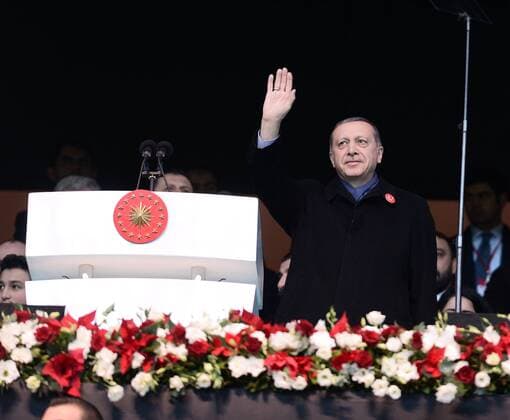 Erdogan at football match against terror in Istanbul