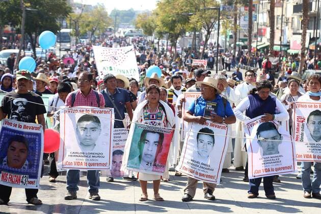 Mexico: Commemoration march for the 43 students who disappeared in 2014