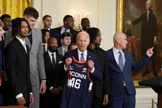 USA, Joe Biden receives NCAA Basketball Champions at the White House in Washington