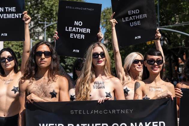 USA, PETA protest during Fashion Week in New York