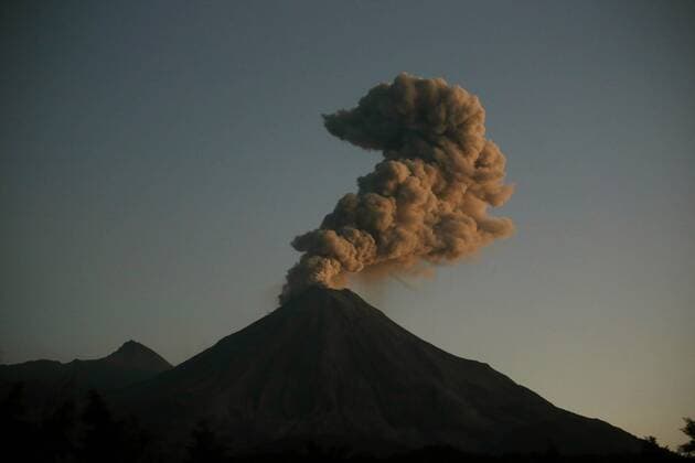 Ash cloud over Colima volcano in Mexico