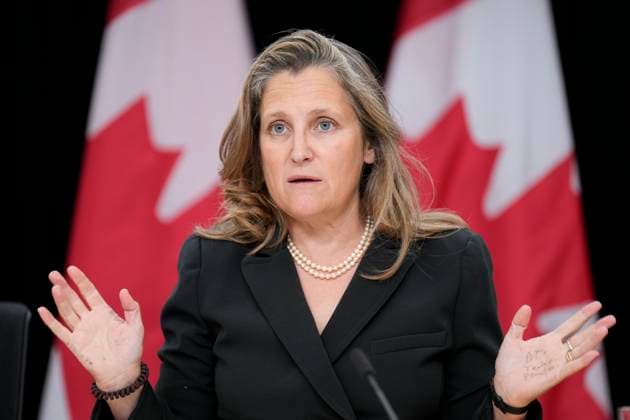 Canada, Finance Minister Chrystia Freeland Press conference in Ottawa
