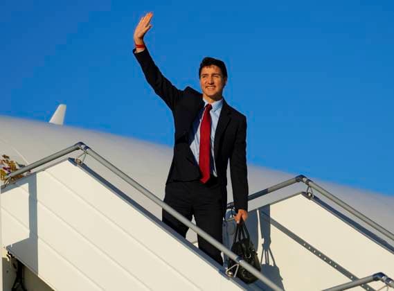 Canada, Justin Trudeau before departure to France at Ottawa Airport