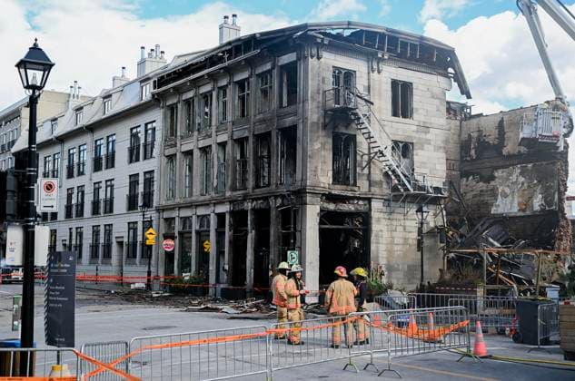 Canada, fire in the historic centre of Montreal