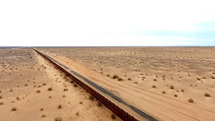 Fence on the border between USA and Mexico