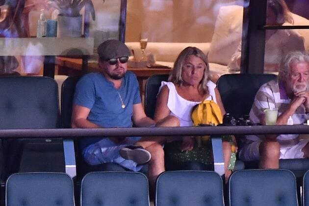 Leonardo DiCaprio with mother at tennis tournament in Indian Wells