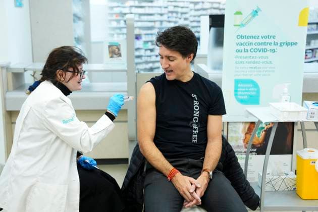 Canada, Justin Trudeau receives corona vaccination in Ottawa