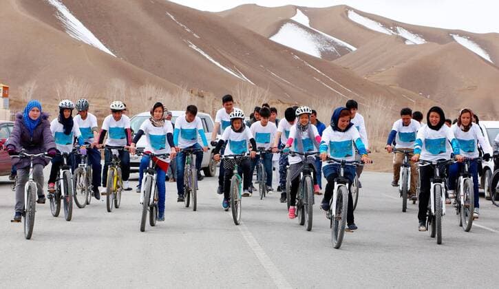 Farmer s Day in Afghanistan: Girl at cycling event in Bamyan province
