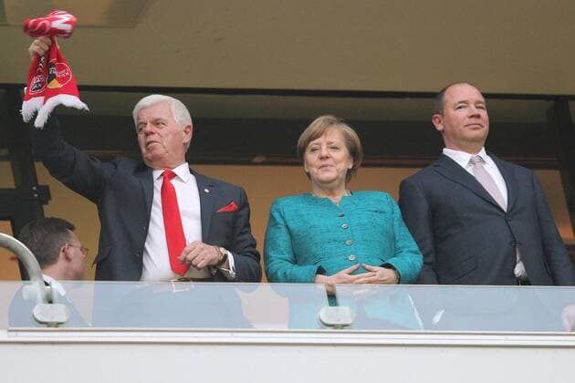 Angela Merkel visits a football match in Cologne