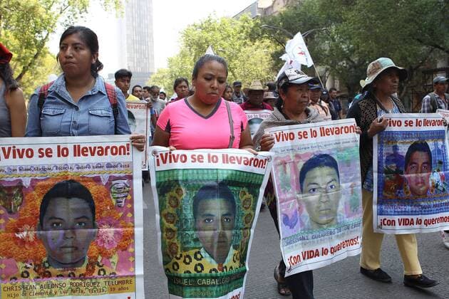 Protest march of the relatives of the 43 disappeared students of Mexico