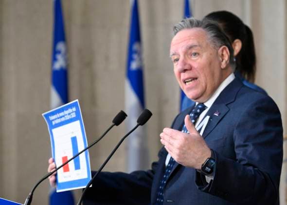 Canada, Quebec Premier Francois Legault press conference in Quebec City
