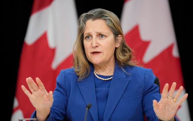 Canada, Chrystia Freeland press conference in Ottawa